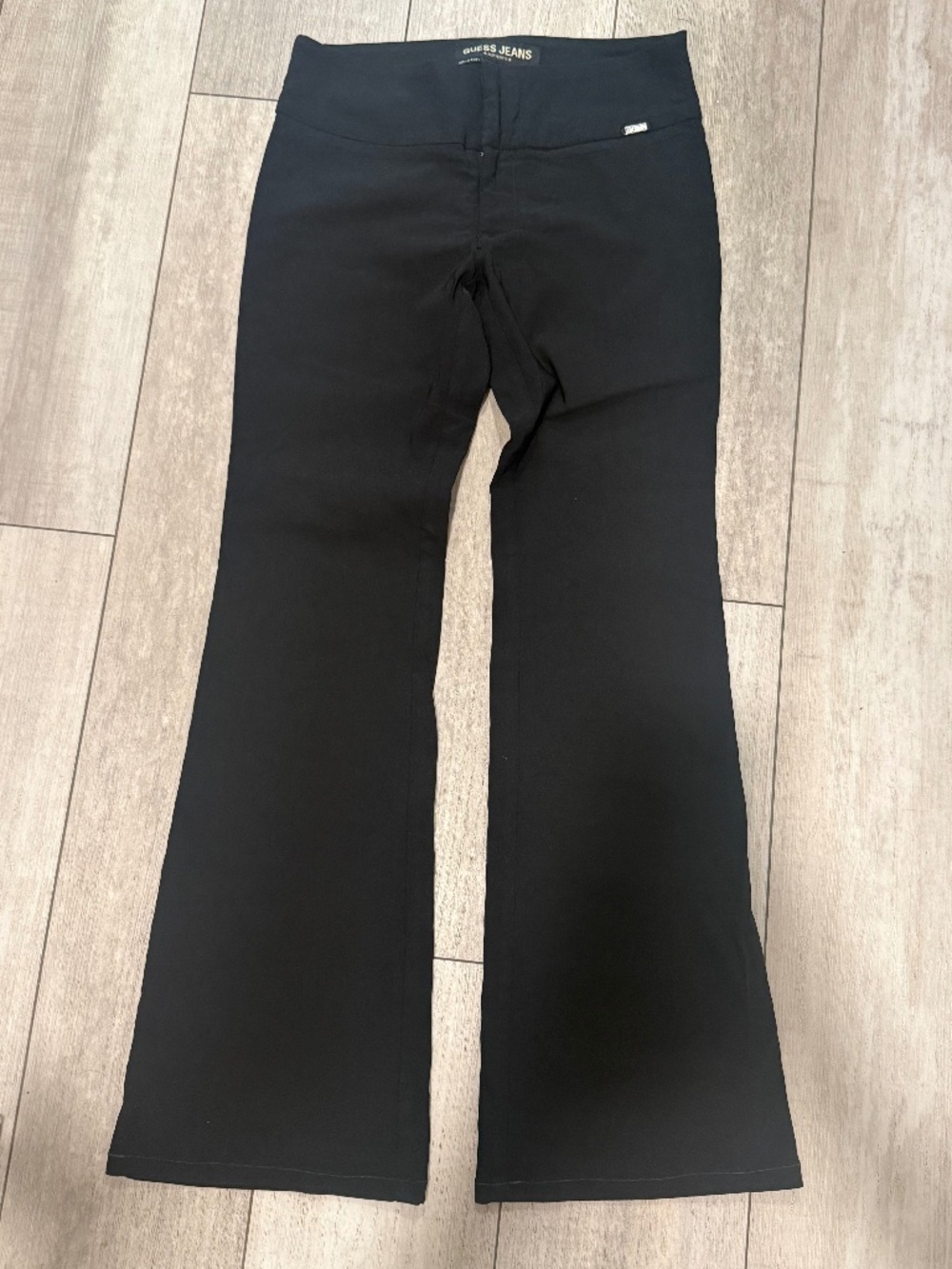 Y2K Vintage Guess Jeans Authentic Stretch Black Wide Leg Flare Dress Pants 26